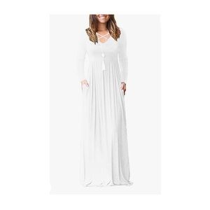 🕊Women's Long Sleeve Loose Plain Maxi Dress Casual Long Dress with Pockets ☑️